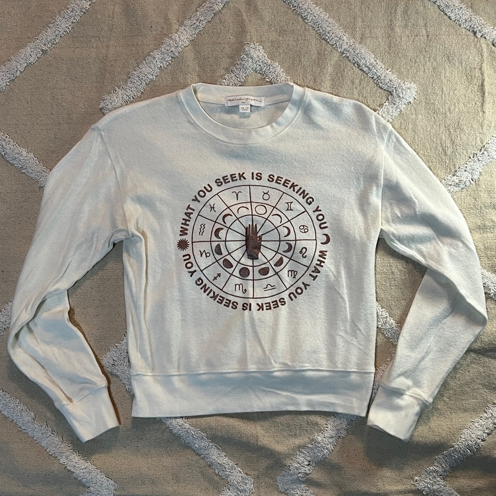 Spiritual Gangster Cream/White Zodiac Graphic What You Seek Sweatshirt Size XS